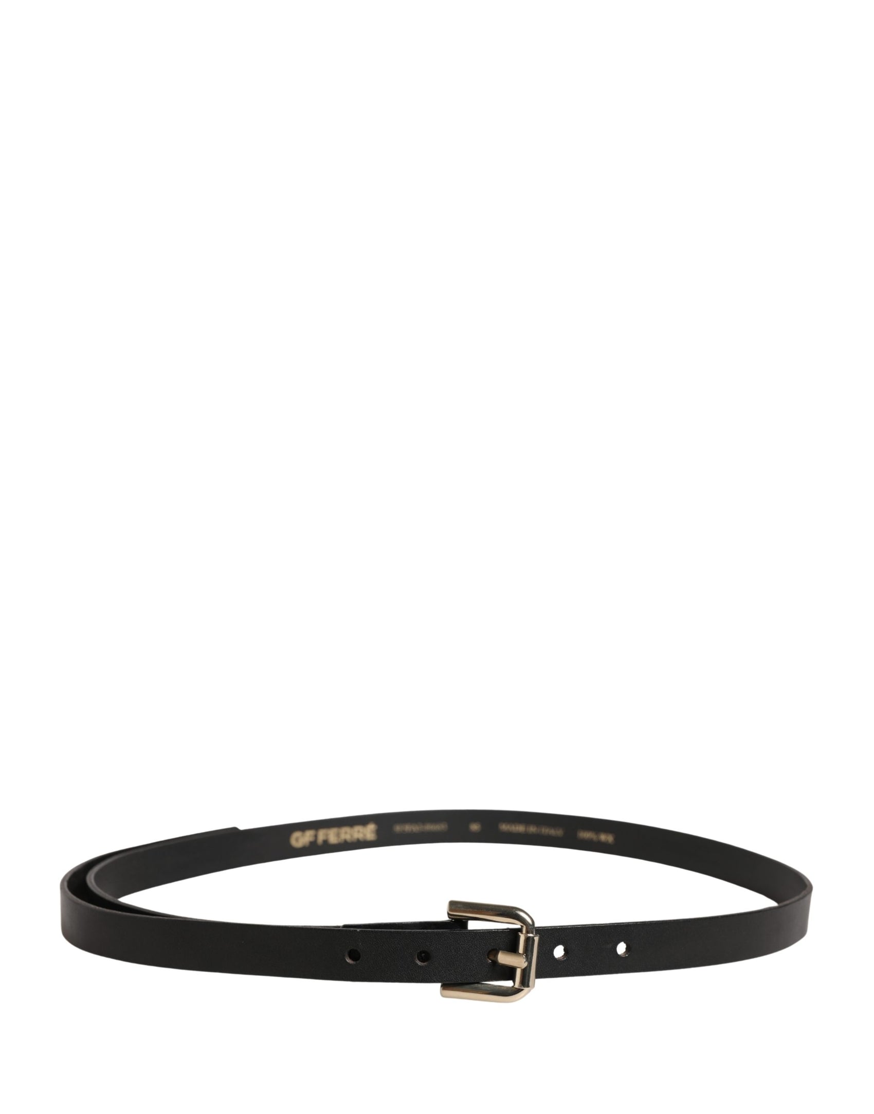 GF Ferre Black Leather Slim Gold Tone Buckle Waist Men Belt