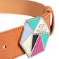 GF Ferre Orange Leather Hexagon Metal Buckle Waist Women Belt