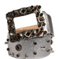 Dolce & Gabbana Silver Leather Crystal Metal Buckle Belt