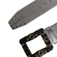 Dolce & Gabbana Silver Leather Crystal Metal Buckle Belt