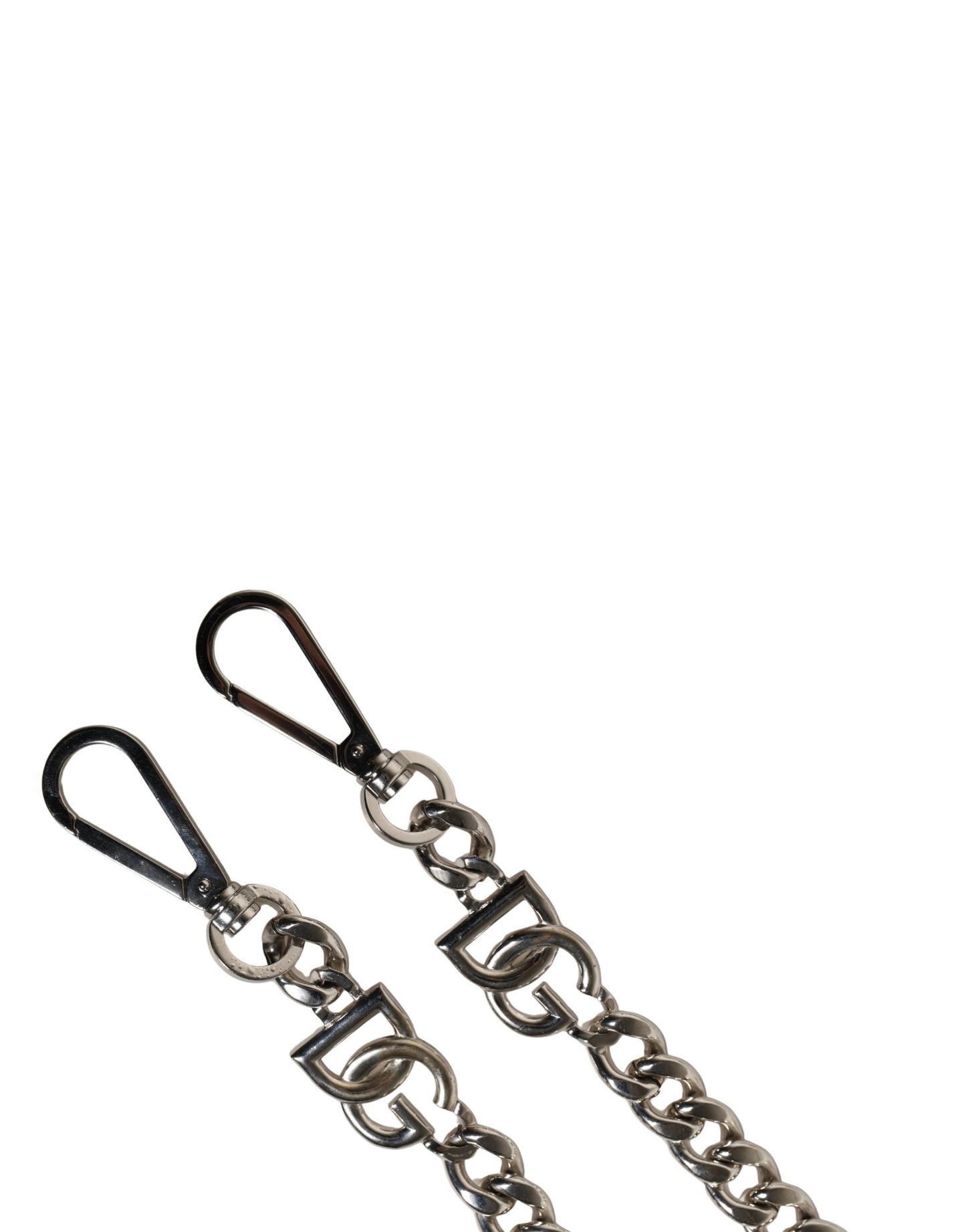 Dolce & Gabbana Black Leather Silver Chain Bag Accessory Shoulder Strap