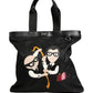 Dolce & Gabbana Black Leather #DGFamily Patch Shopping Tote Borse Bag