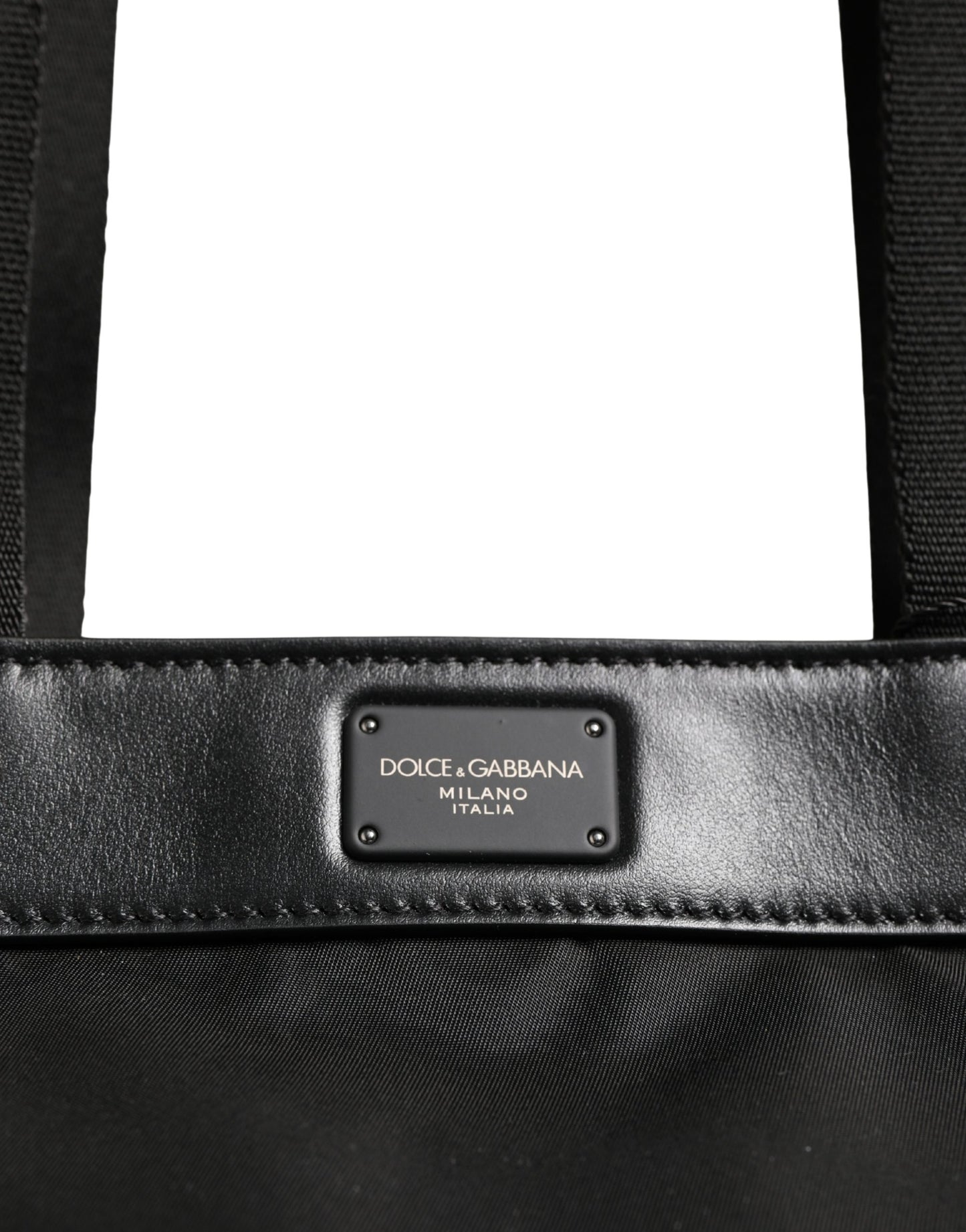 Dolce & Gabbana Black Leather #DGFamily Patch Shopping Tote Borse Bag