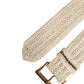 Ermanno Scervino Beige Woven Vintage Metal Buckle Waist Belt