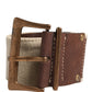 Ermanno Scervino Beige Brown Leather Canvas Metal Buckle Belt
