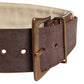 Ermanno Scervino Beige Brown Leather Canvas Metal Buckle Belt