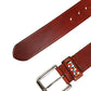 GF Ferre Bordeaux Wide Leather Waist Gold Silver Buckle Belt