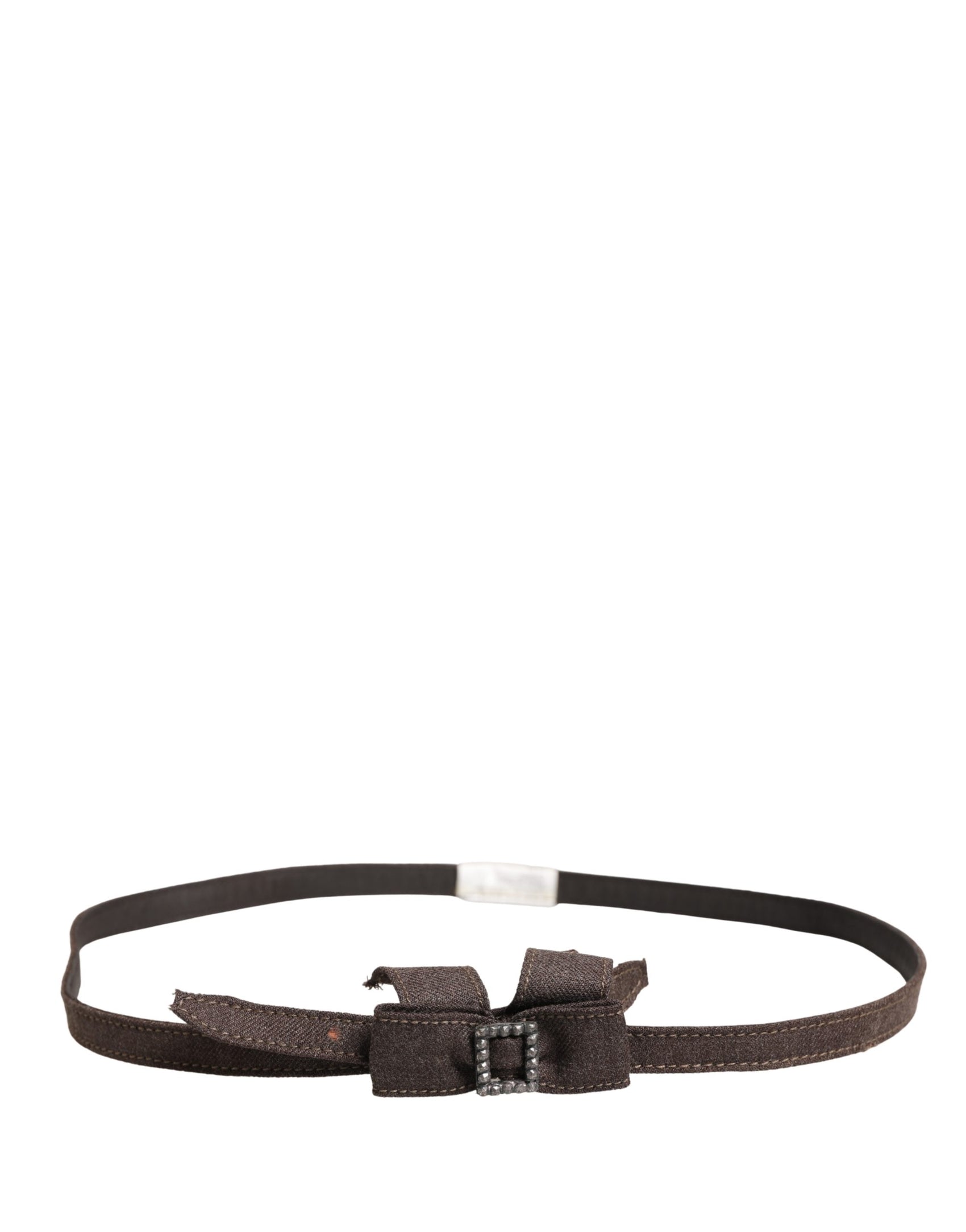 Ermanno Scervino Dark Brown Wool Bow Embellished Buckle Belt
