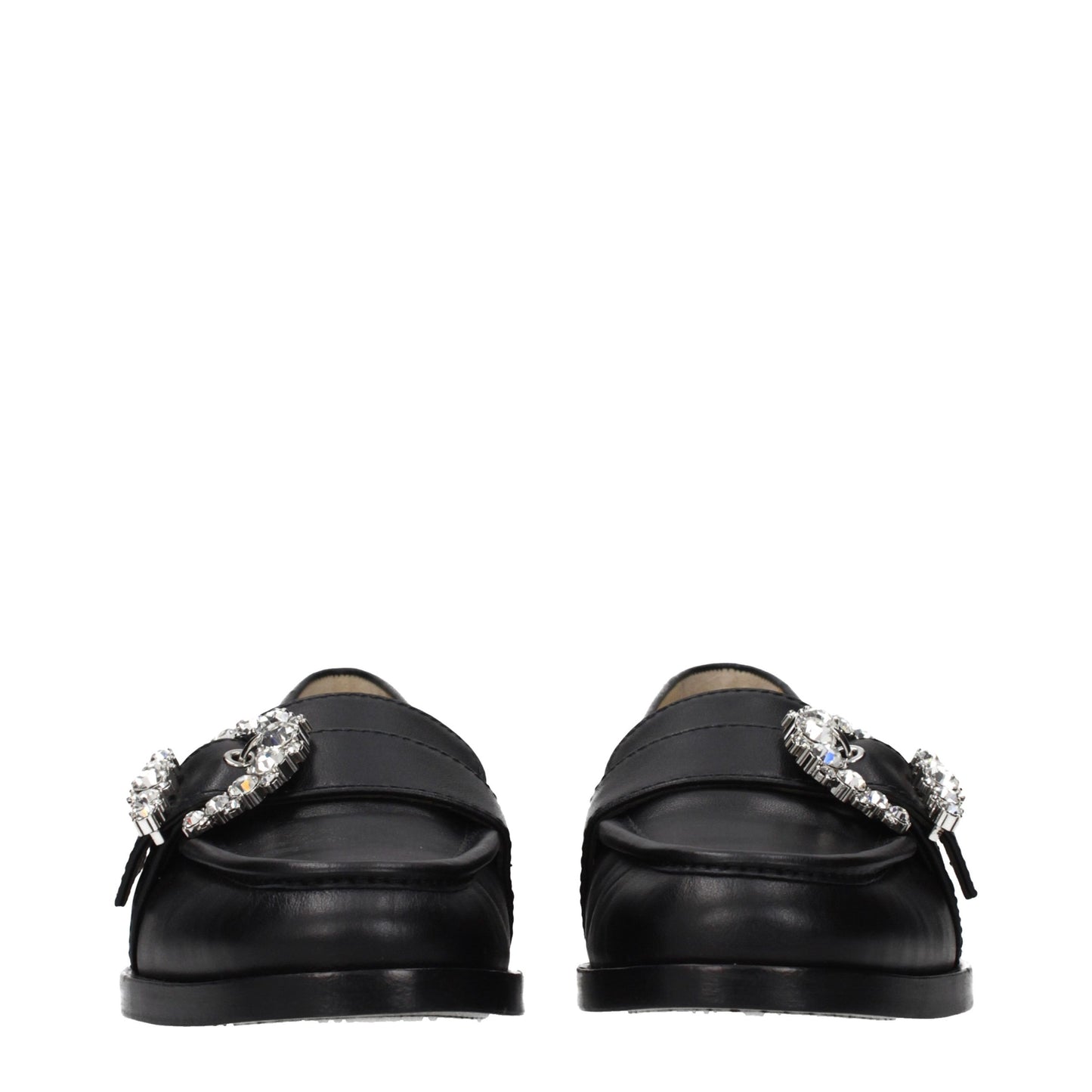 Jimmy Choo Black Leather Slip-On Loafers