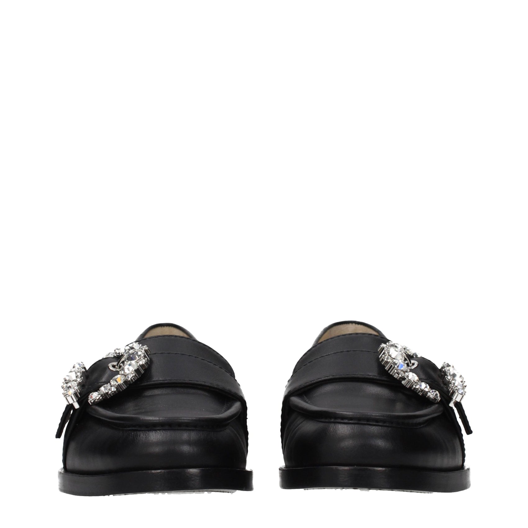 Jimmy Choo Black Leather Slip-On Loafers
