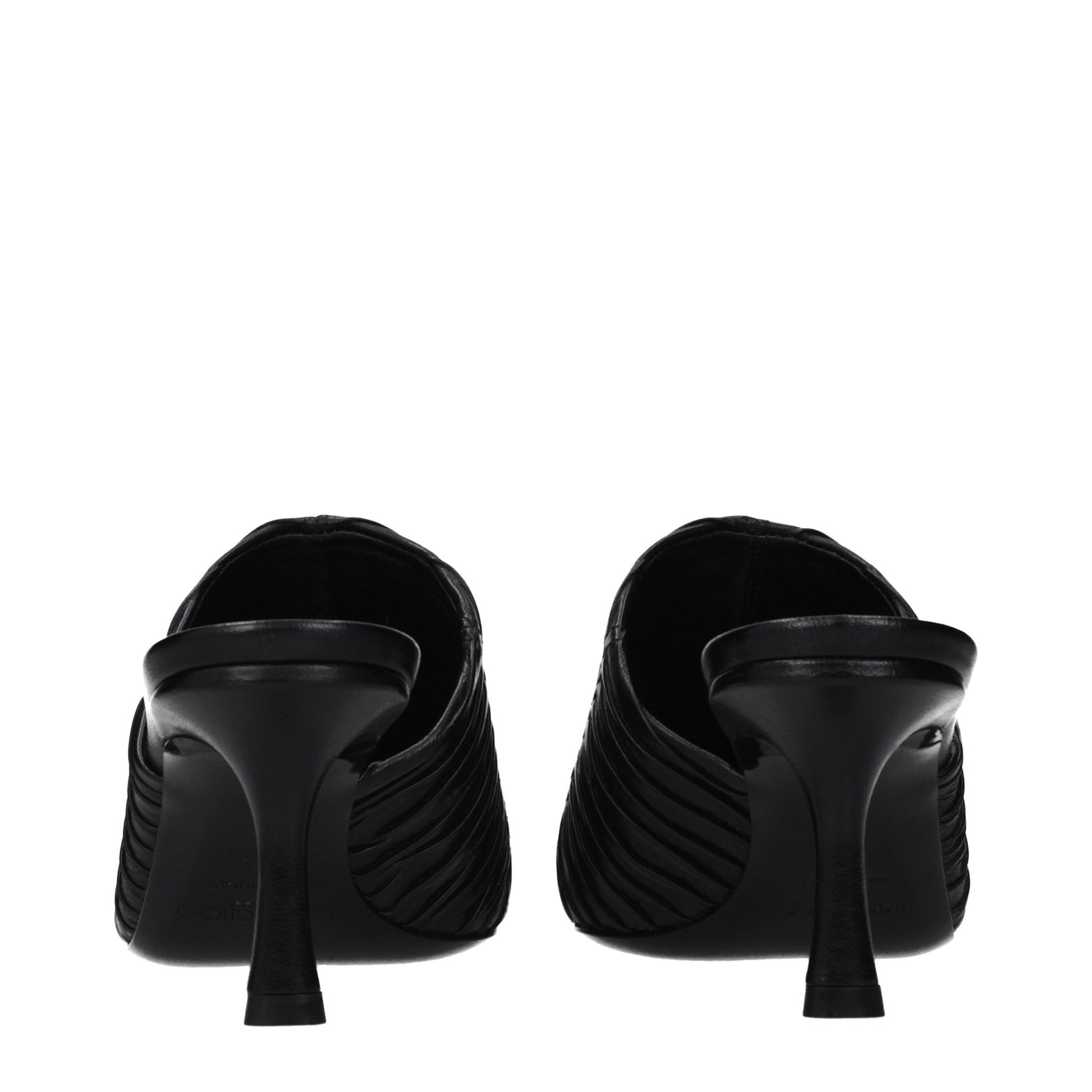 Jimmy Choo Black Leather Mid Heel Pumps