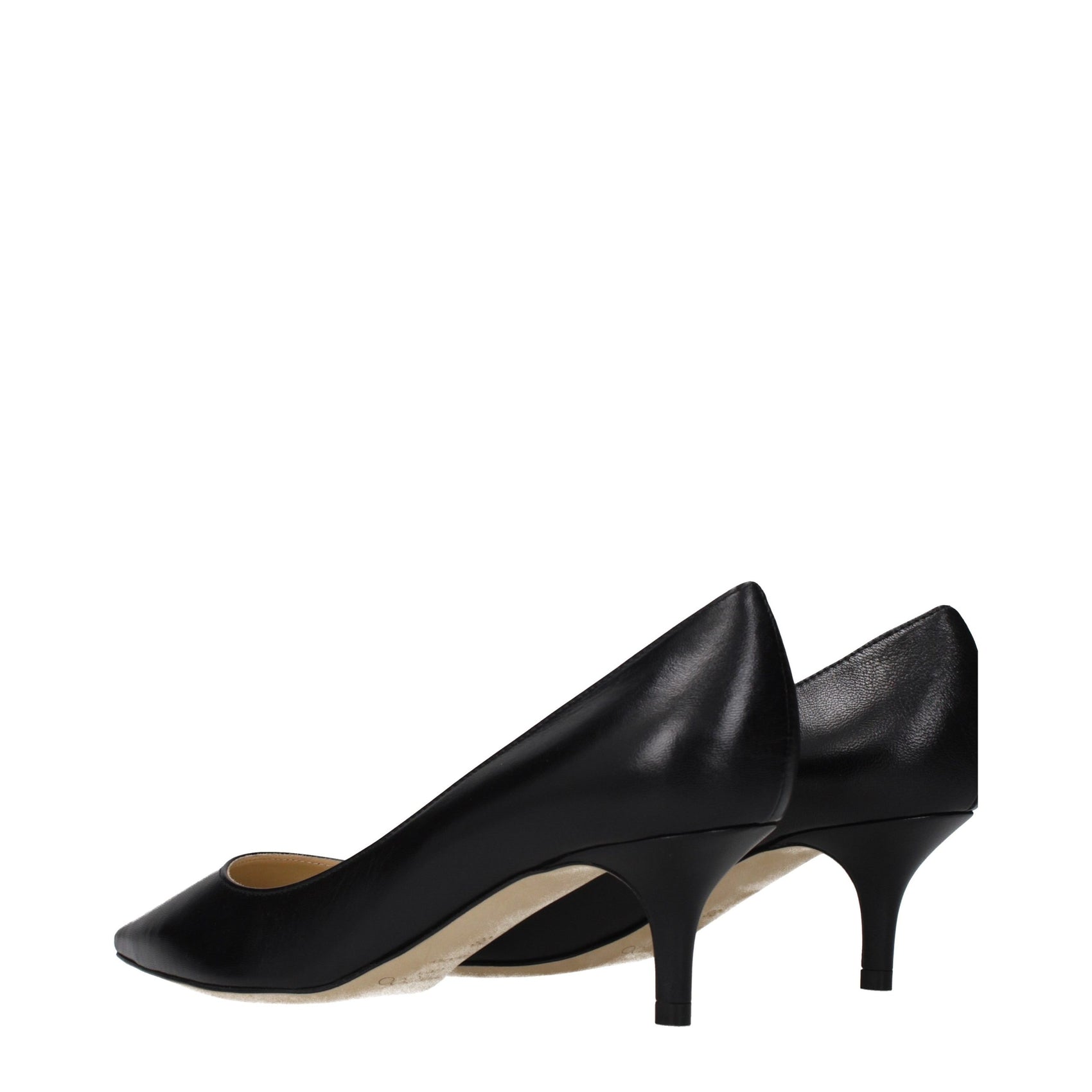 Jimmy Choo Black Leather Mid Heel Pumps
