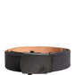 Ermanno Scervino Black Wool Cotton Logo Metal Buckle Belt