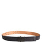 Ermanno Scervino Black Wool Cotton Logo Metal Buckle Belt