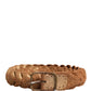 Ermanno Scervino Brown Leather Braided Metal Buckle Belt