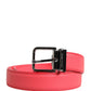 Dolce & Gabbana Pink Calf Leather Silver Metal Buckle Belt