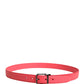 Dolce & Gabbana Pink Calf Leather Silver Metal Buckle Belt