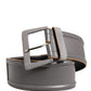 Patrizia Pepe Gray Genuine Leather Square Silver Metal Buckle Belt
