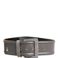 Patrizia Pepe Gray Genuine Leather Square Silver Metal Buckle Belt
