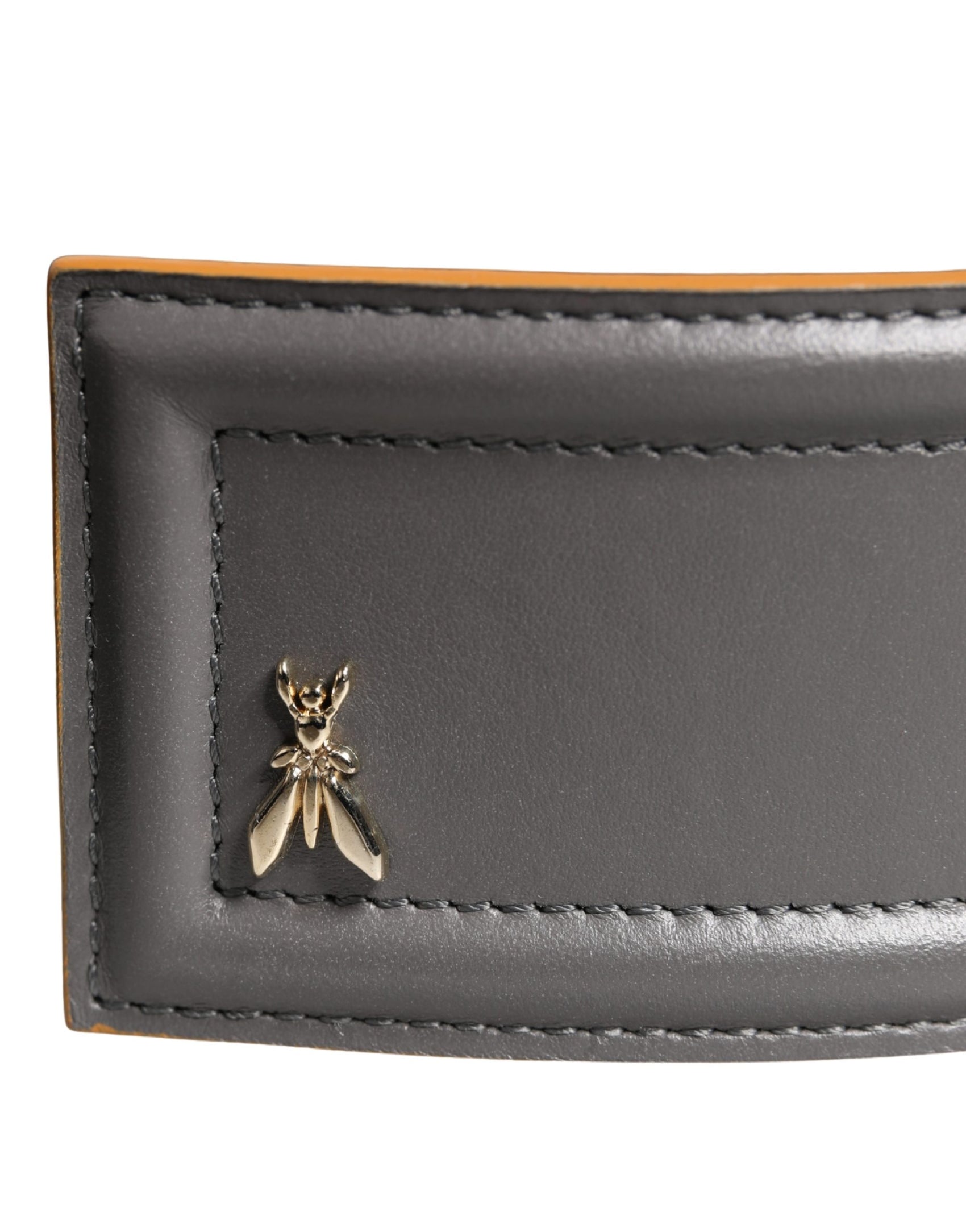 Patrizia Pepe Gray Genuine Leather Square Silver Metal Buckle Belt