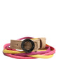 Costume National Multicolor Twisted Leather Circle Buckle Belt