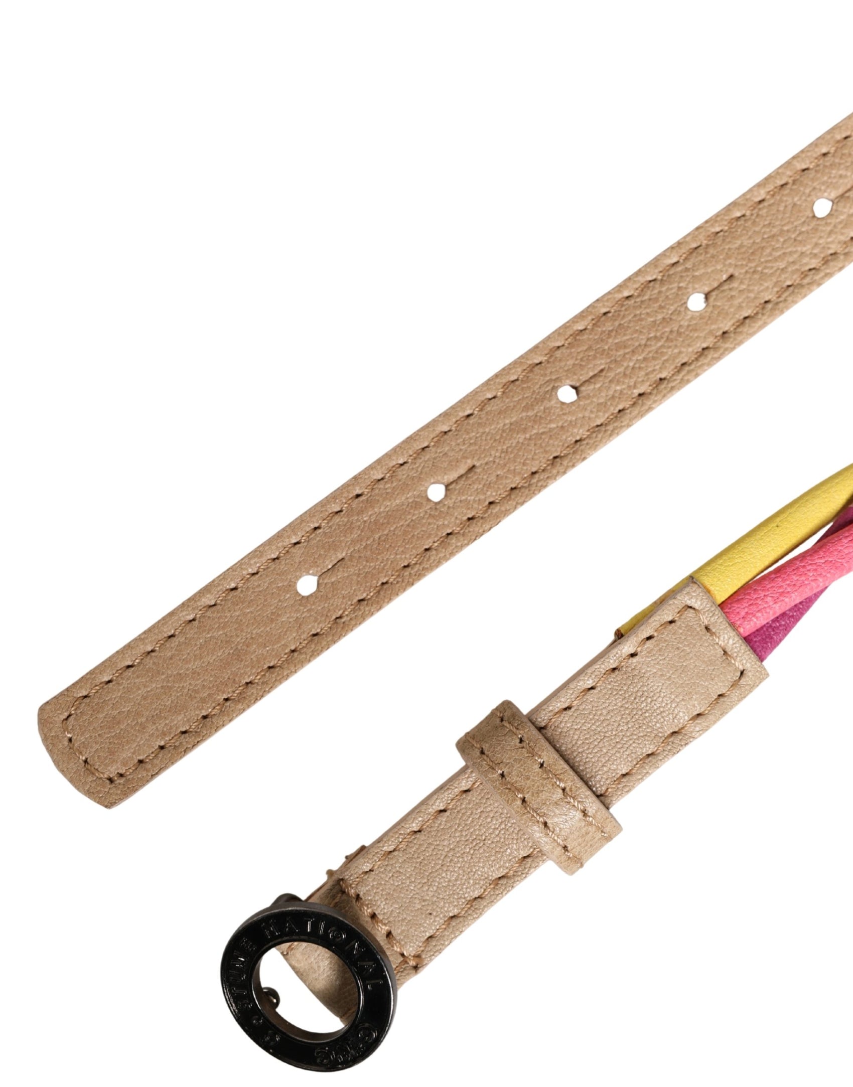 Costume National Multicolor Twisted Leather Circle Buckle Belt