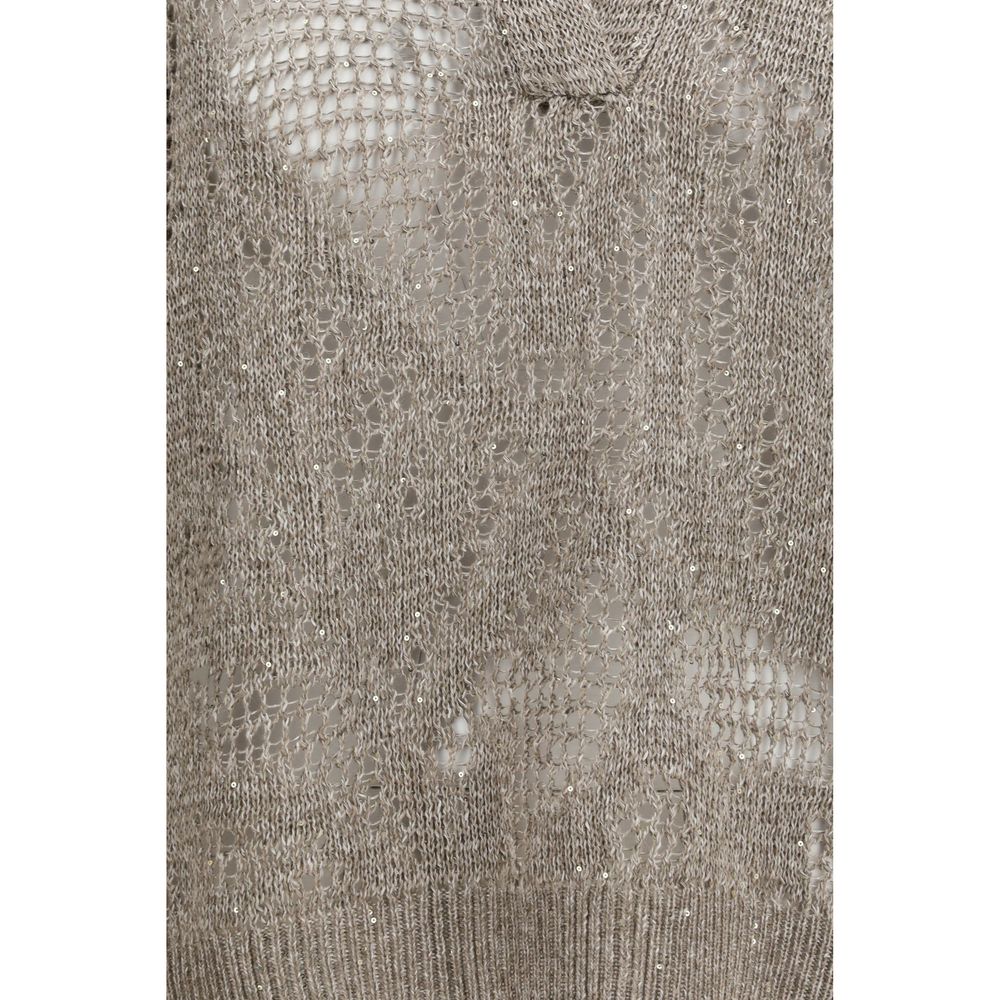 Brunello Cucinelli Beige Linen Polo Shirt