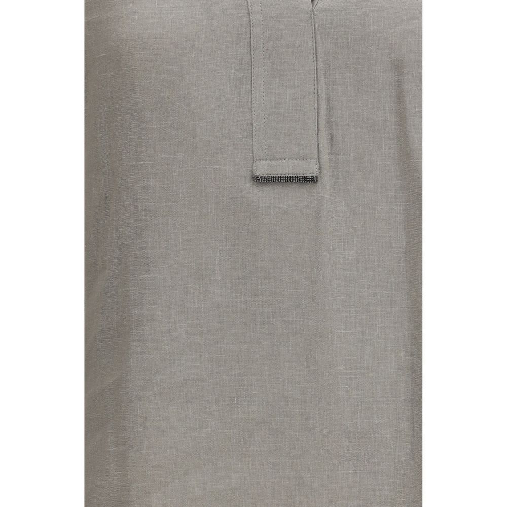 Brunello Cucinelli Bicolor Linen Blouse