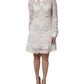 Dolce & Gabbana White Floral Lace Viscose Collared Mini Dress