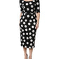 Dolce & Gabbana Black White Polka Dot Silk Sheath Midi Dress