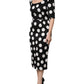 Dolce & Gabbana Black White Polka Dot Silk Sheath Midi Dress
