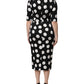 Dolce & Gabbana Black White Polka Dot Silk Sheath Midi Dress