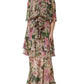 Dolce & Gabbana Multicolor Floral Silk Layered Maxi Dress