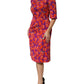 Dolce & Gabbana Purple Silk Floral Print Midi Sheath Dress
