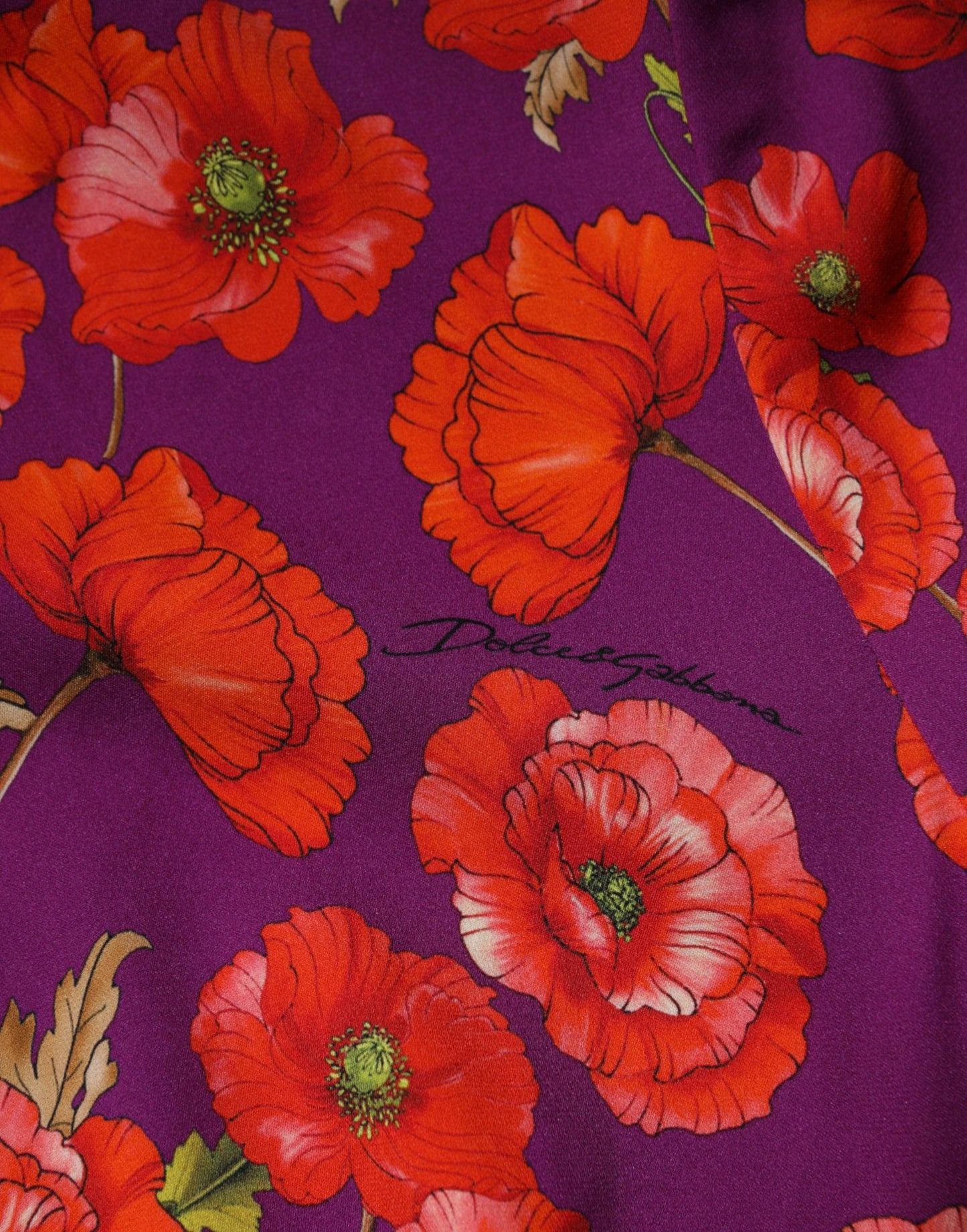 Dolce & Gabbana Purple Silk Floral Print Midi Sheath Dress