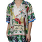 Dolce & Gabbana Multicolor Short Sleeve Silk Food Shirt Top