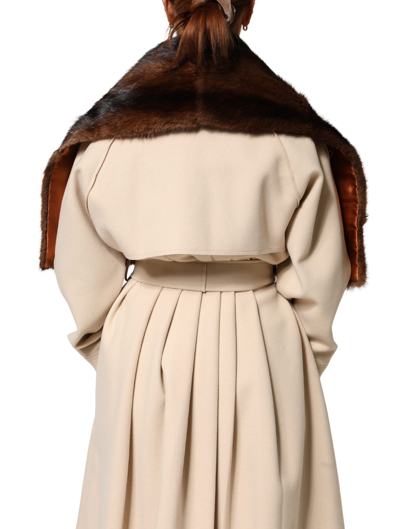 Dolce & Gabbana Black Brown Stripe Fur Shawl Wrap Scarf