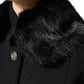 Dolce & Gabbana Black Fur Shawl Neck Wrap Cover Collar Scarf