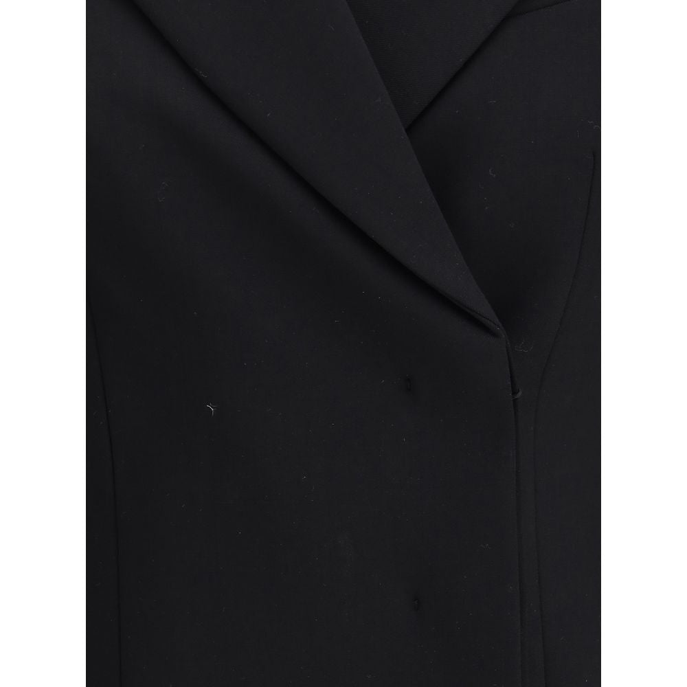 Max Mara Black Fleece Wool Coat
