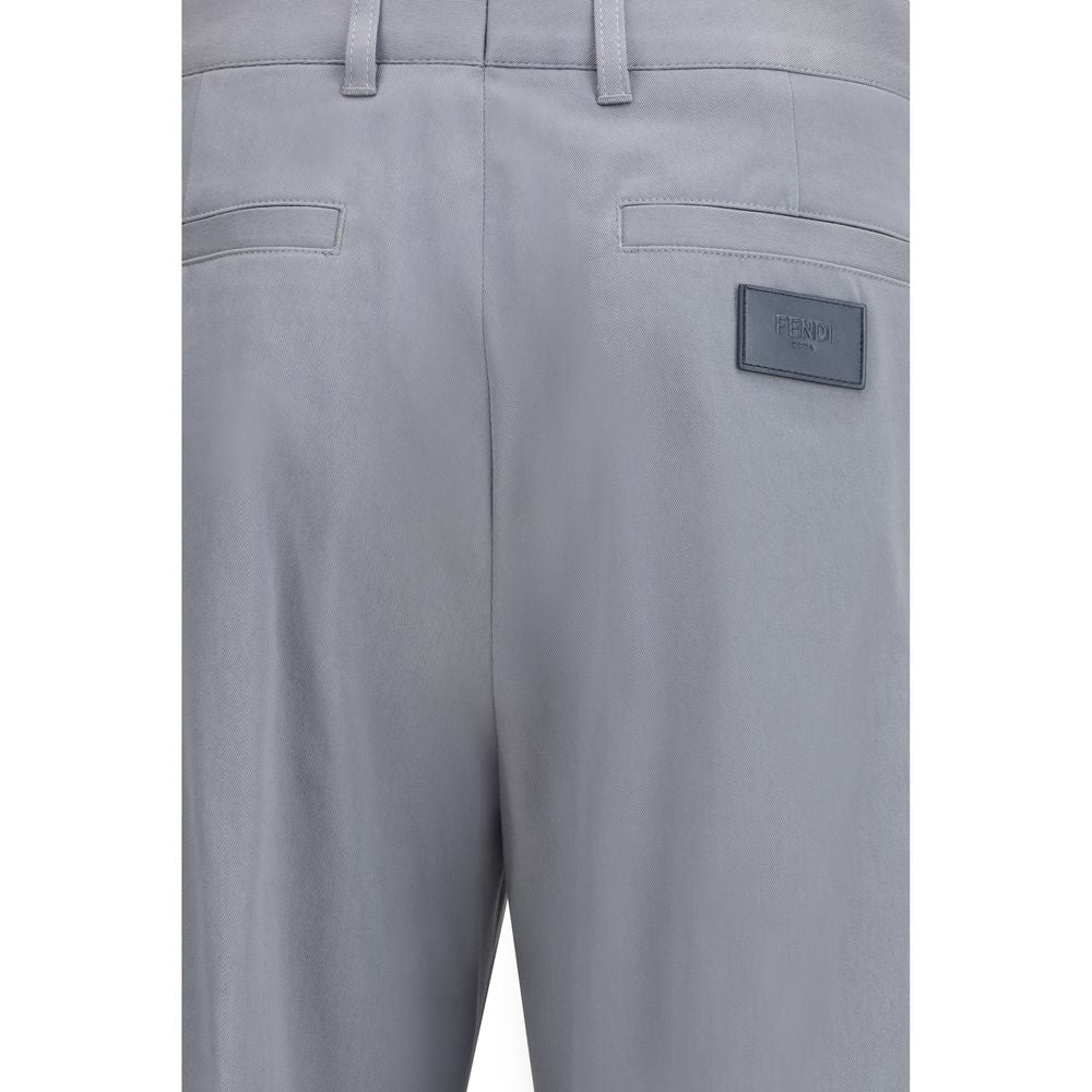 Fendi Gray Cotton Casual Pants