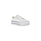 Converse White Fabric Platform Sneakers