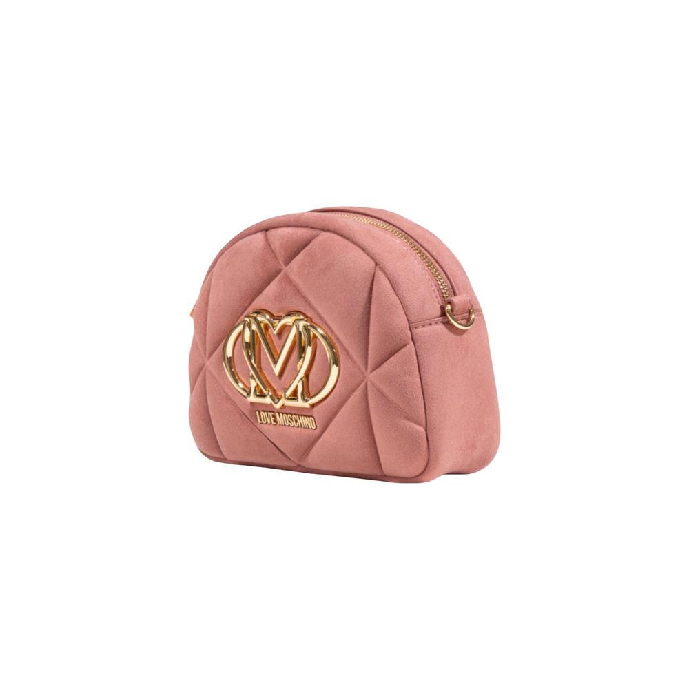 Love Moschino Pink Suede Leather Handbag
