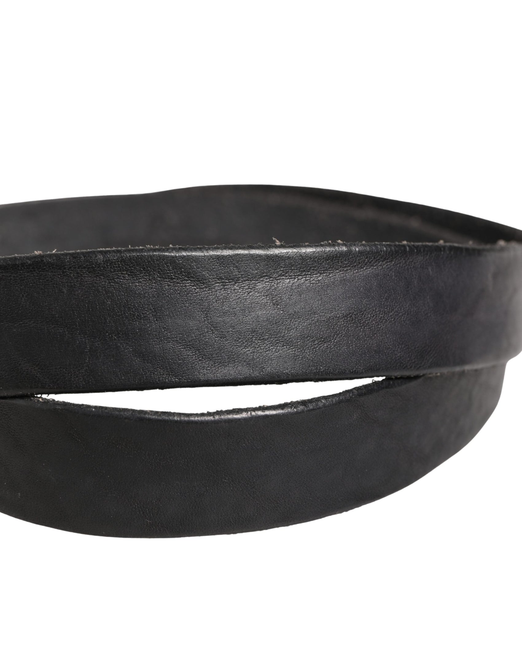 Daniele Alessandrini Men Black Leather Metal Buckle Belt