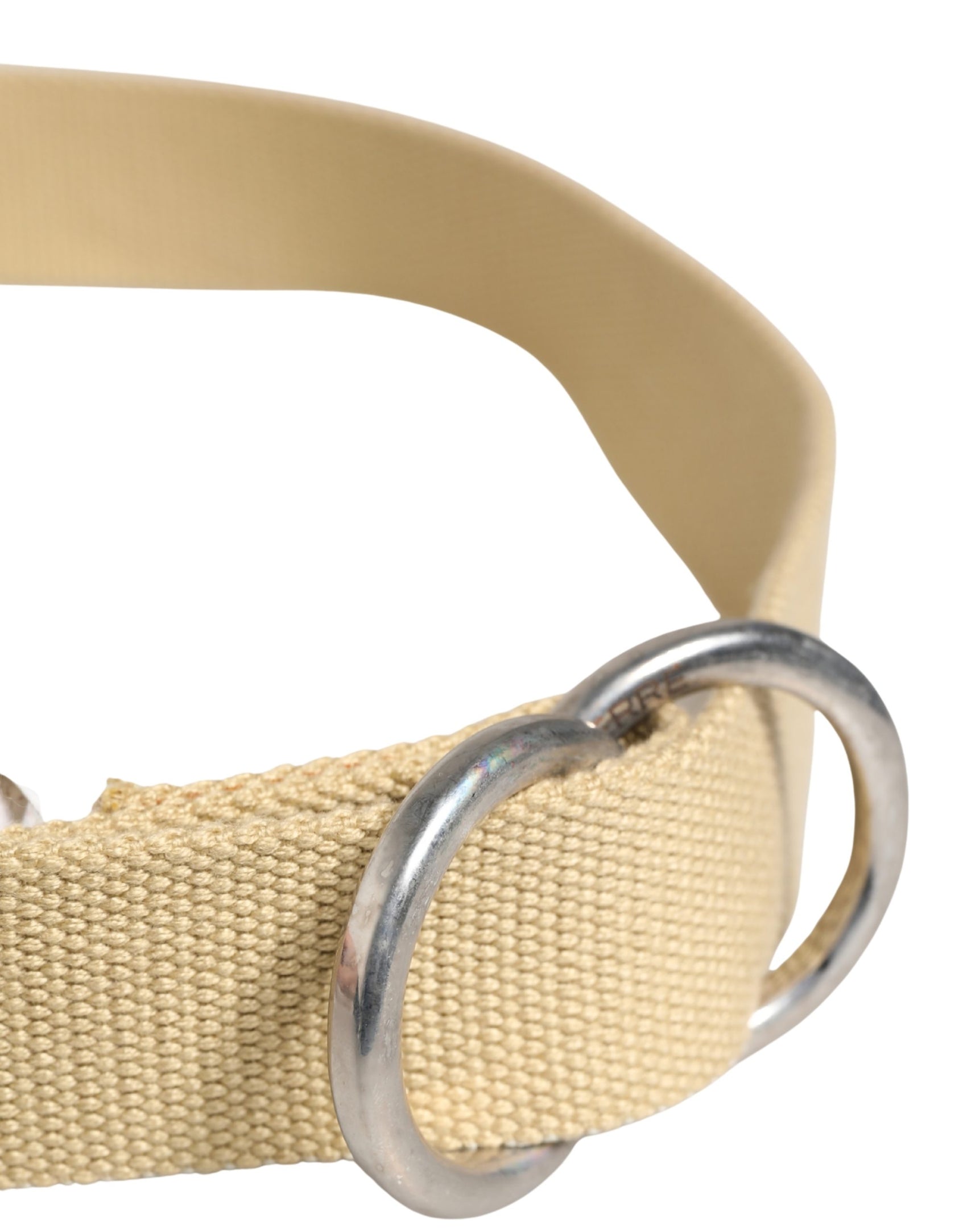 GF Ferre Men Beige Canvas Silver Metal Buckle Cintura Belt