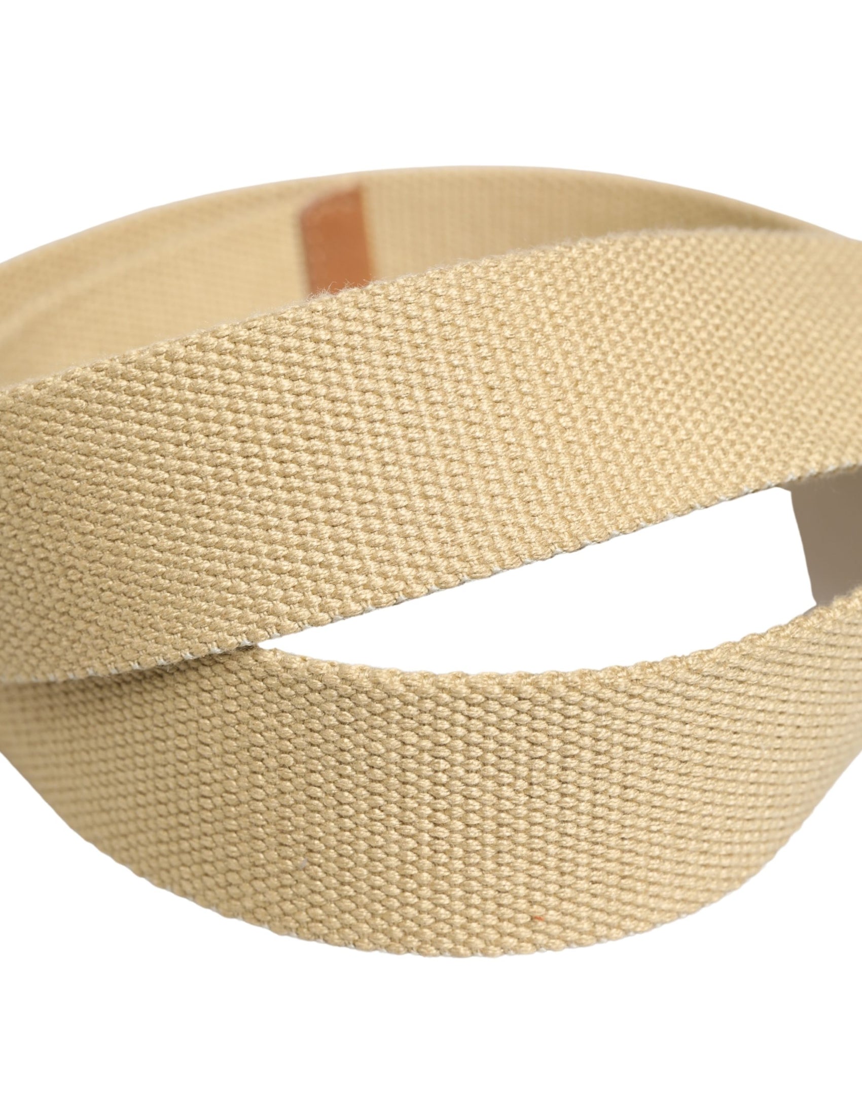 GF Ferre Men Beige Canvas Silver Metal Buckle Cintura Belt
