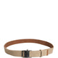 GF Ferre Men Beige Canvas Silver Metal Buckle Cintura Belt