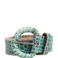 Scervino Street Women Green Leather Croco Print Studded Belt