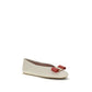 Ferragamo White Calf Leather Bos Taurus Ballet Flats