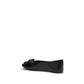 Ferragamo Black Calf Leather Bos Taurus Ballet Flats
