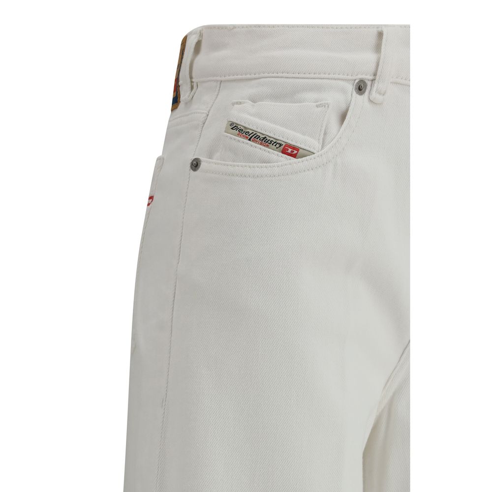 Diesel White Cotton Flared Jeans